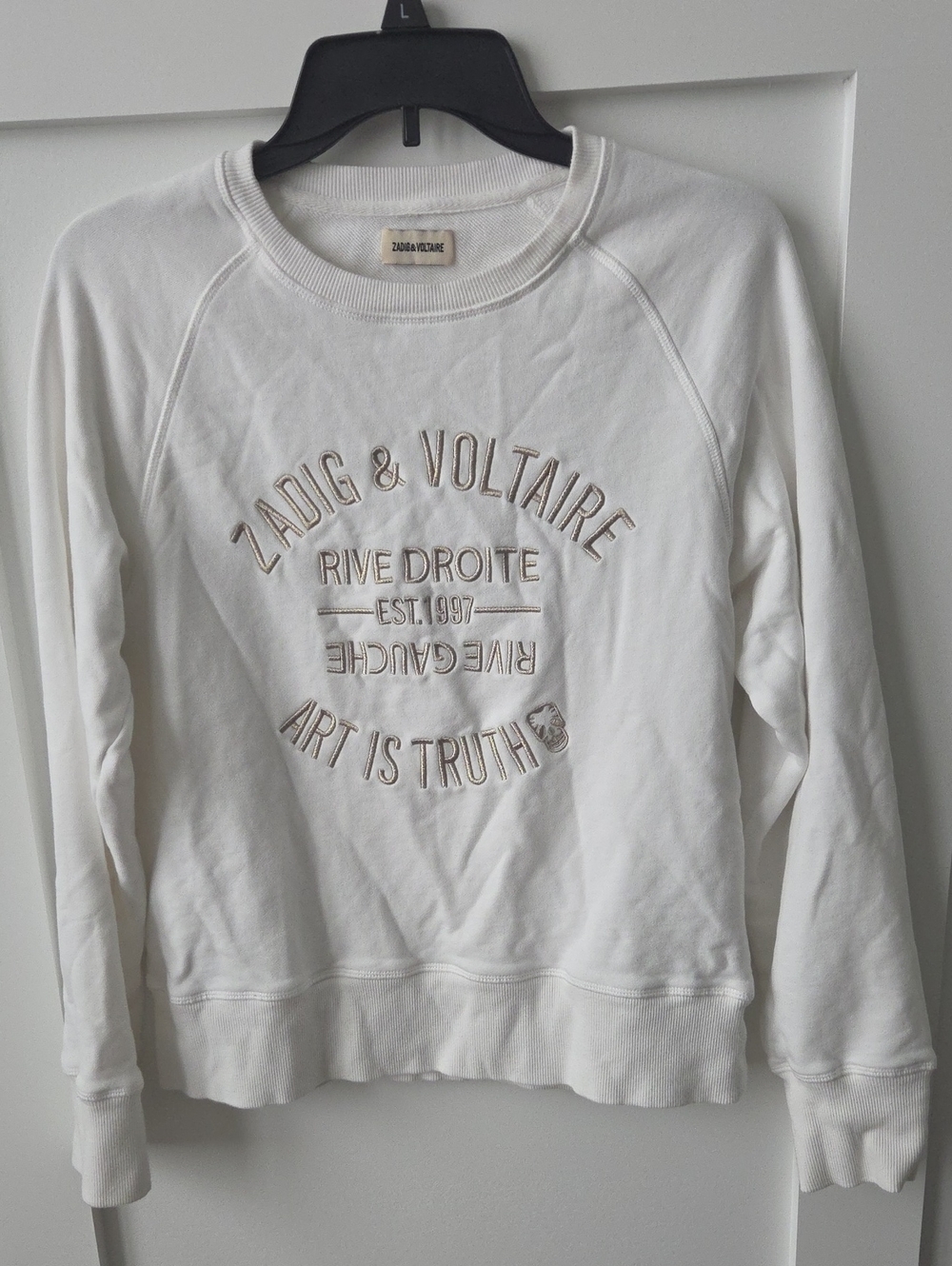 Zadig & Voltaire Cream Crewneck Sweatshirt with Embroidered Logo